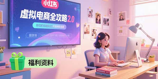 虚拟电商全攻略2.0，开店选品实操流程，账号定位、货源发布、笔记发布技巧-旺仔资源库