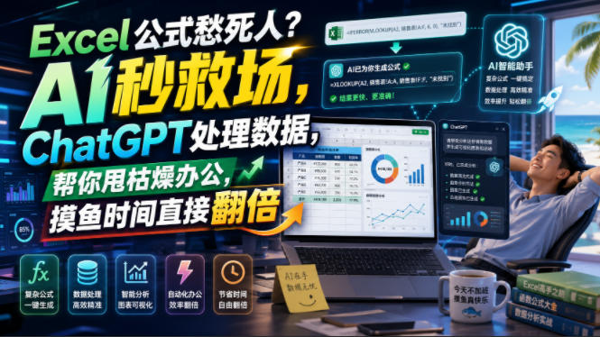 Excel公式愁死人?AI秒救场,ChatGPT处理数据,帮你甩枯燥办公,摸鱼时间直接翻倍【原创双语字幕】-旺仔资源库