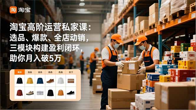 淘宝高阶运营私家课：选品、爆款、全店动销，三模块构建盈利闭环，助你月入破5万(更新12月-旺仔资源库