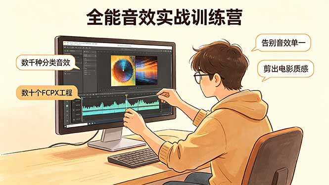 全能音效实战训练营：数千种分类音效+数十个FCPX工程，告别音效单一，剪出电影质感-旺仔资源库