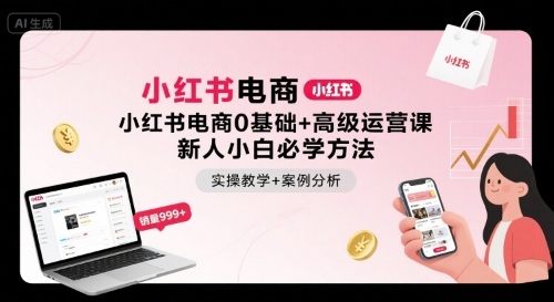 小红书电商0基础+高级运营课，新人小白必学方法，实操教学+案例分析-旺仔资源库