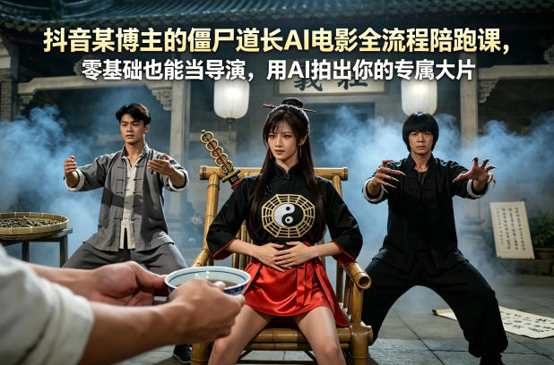 抖音某博主的僵尸道长AI电影全流程陪跑课，零基础也能当导演，用AI拍出你的专属大片-旺仔资源库