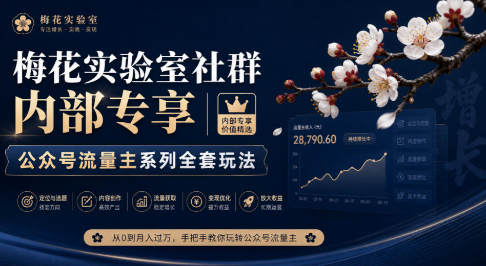 梅花实验室社群内部专享-公众号流量主系列全套玩法-旺仔资源库