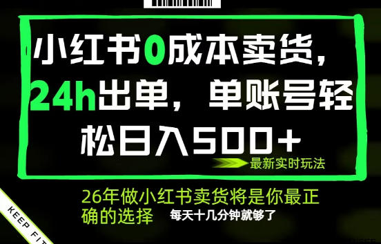 小红书0成本AI卖货，24小时出单，全流程托管，保底日入500+，每天十几分钟就够了【揭秘】-旺仔资源库