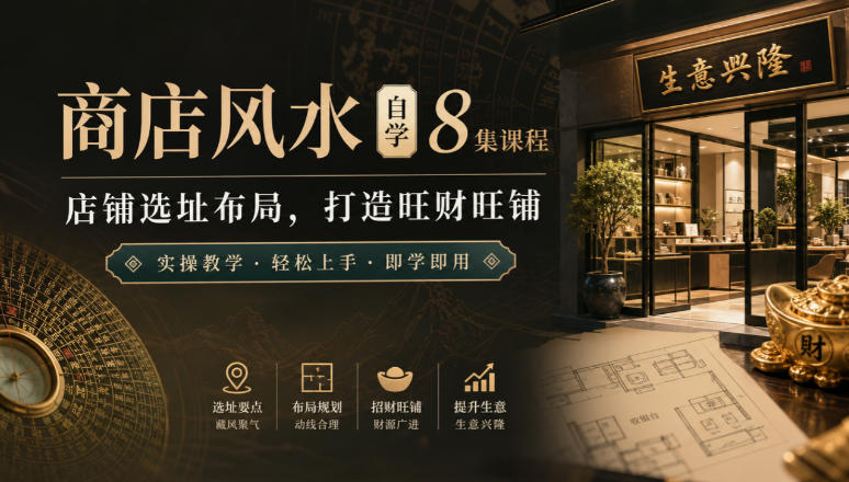 商店风水自学8集课程|店铺选址布局,打造旺财旺铺实操教学-旺仔资源库