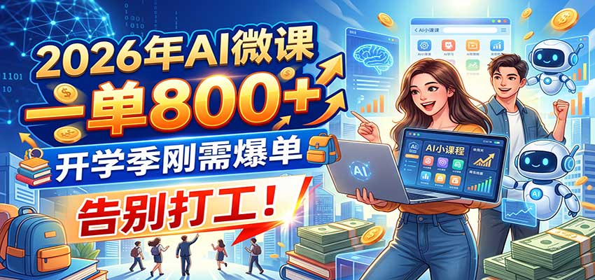 2026年AI微课,一单800+,开学季刚需爆单,告别打工!-旺仔资源库