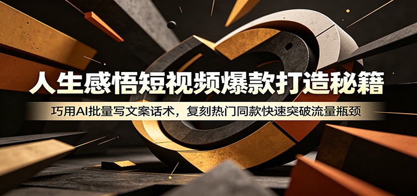 人生感悟短视频爆款打造秘籍:巧用A 批量写文案话术,复刻热门同款快速突破流量瓶颈-旺仔资源库
