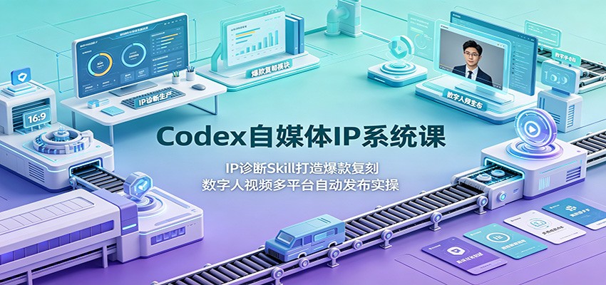 Codex自媒体IP系统课:IP诊断Skill打造爆款复刻,数字人视频多平台自动发布实操-旺仔资源库