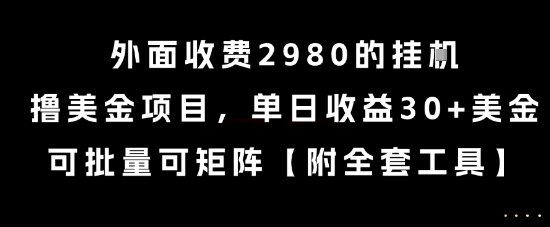 外面收费2980的挂G撸美金项目，单日收益30+美金，可批量可矩阵【揭秘】-旺仔资源库