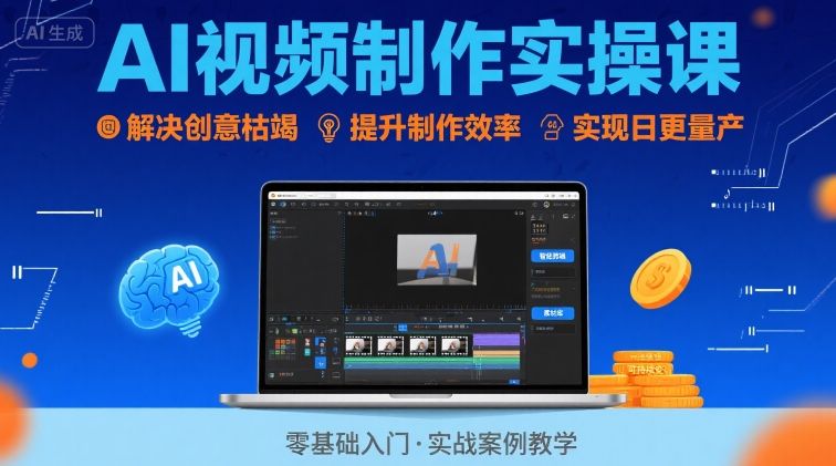 Ai视频制作实操课，解决创意枯竭、效率低下痛点，实现日更量产可持续变现-旺仔资源库