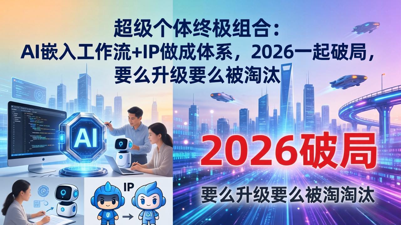 超级个体终极组合:AI嵌入工作流+IP做成体系,2026一起破局,要么升级要么被淘汰-旺仔资源库