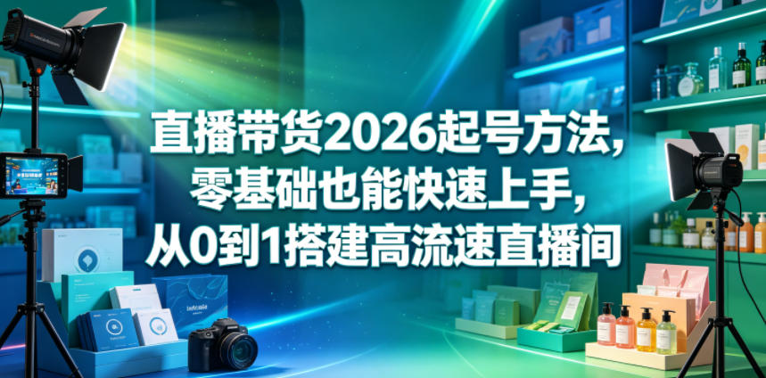 直播带货2026起号方法，零基础也能快速上手，从0到1搭建高流速直播间-旺仔资源库