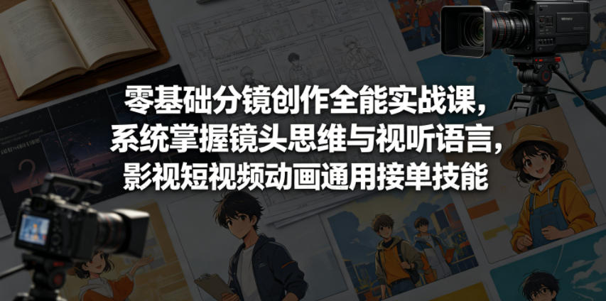 零基础分镜创作全能实战课，系统掌握镜头思维与视听语言，影视短视频动画通用接单技能-旺仔资源库