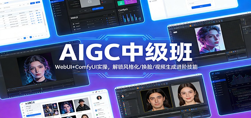 AIGC中级班：WebUI+ComfyUI实操，解锁风格化/换脸/视频生成进阶技能-旺仔资源库