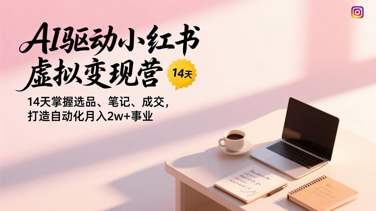 AI驱动小红书虚拟变现营,14天掌握选品、笔记、成交,打造自动化月入2w+事业-旺仔资源库