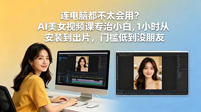 连电脑都不太会用?AI美女视频课专治小白,1小时从安装到出片,门槛低到没朋友-旺仔资源库