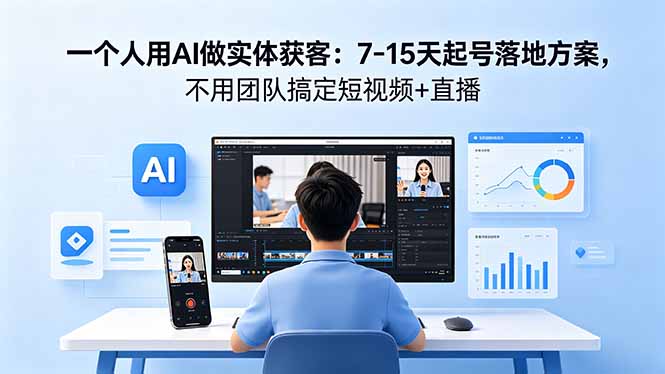 一个人用AI做实体获客：7-15天起号落地方案，不用团队搞定短视频+直播-旺仔资源库