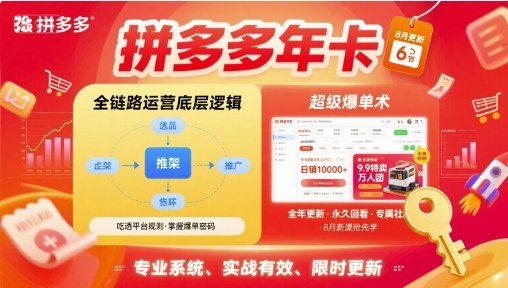 拼多多年卡【8月更新6节】拼多多全链路运营底层逻辑，超级爆单术-旺仔资源库