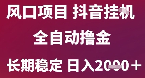 风口项目，六月最新玩法抖音无人挂G，全自动撸金，长期稳定 日入2k+【揭秘】-旺仔资源库
