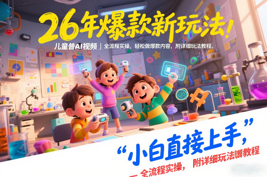26年爆款新玩法，儿童科普AI视频，全流程实操，轻松做爆款内容，小白直接上手，附详细玩法教程-旺仔资源库