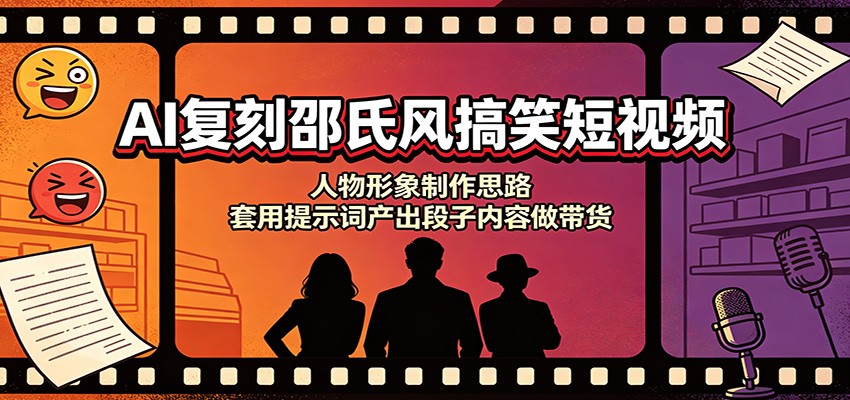 AI复刻邵氏风搞笑短视频:人物形象制作思路,套用提示词产出段子内容做带货-旺仔资源库