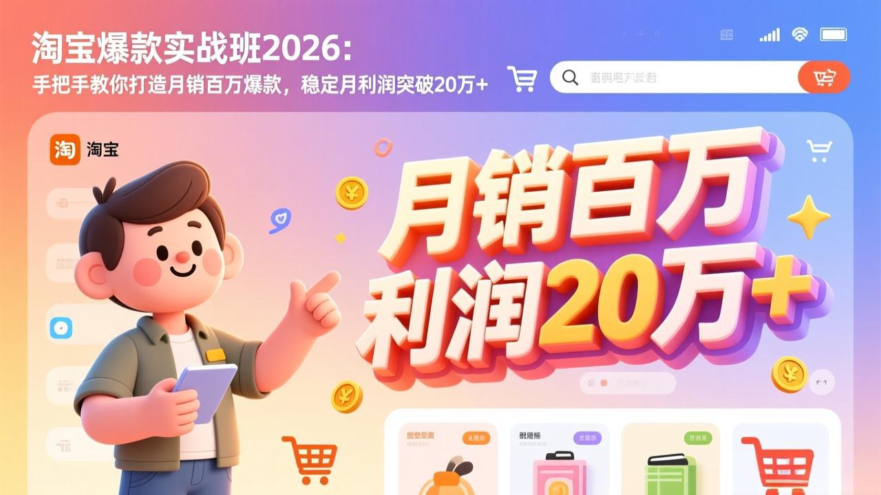 淘宝爆款实战班2026：手把手教你打造月销百万爆款，稳定月利润突破20万+-旺仔资源库