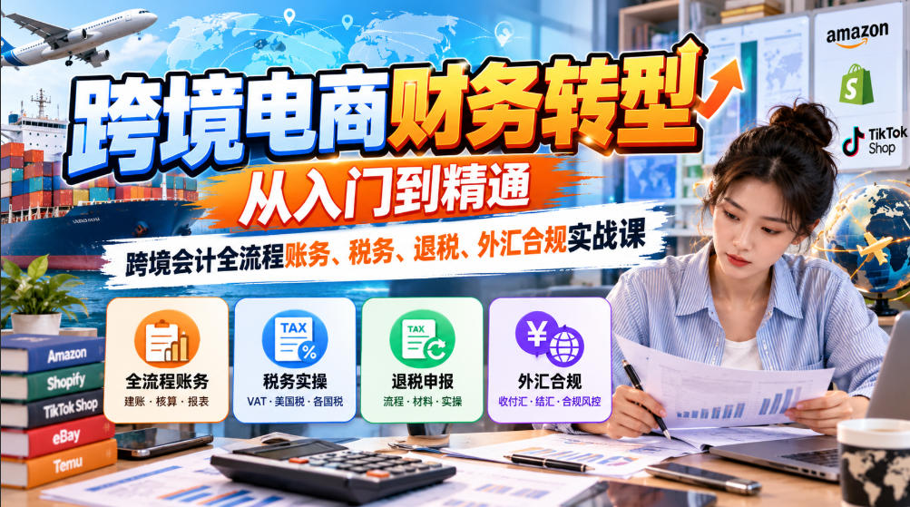 跨境电商财务转型:从入门到精通|跨境会计全流程账务、税务、退税、外汇合规实战课-旺仔资源库