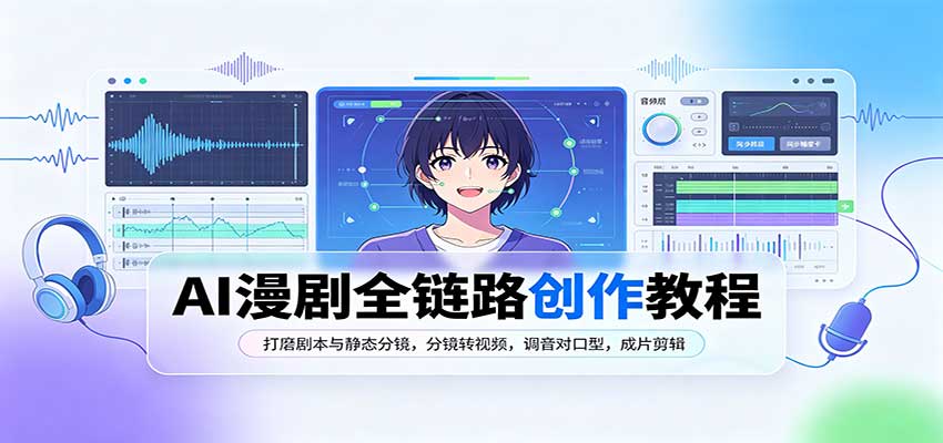 AI漫剧全链路创作教程:打磨剧本与静态分镜,分镜转视频,调音对口型,成片剪辑-旺仔资源库