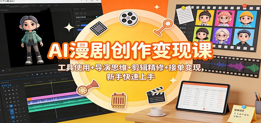 AI漫剧创作变现课:工具使用+导演思维+剪辑精修+接单变现,新手快速上手-旺仔资源库