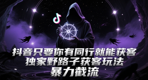 抖音只要你有同行就能获客，独家野路子获客玩法，暴力截流【揭秘】-旺仔资源库