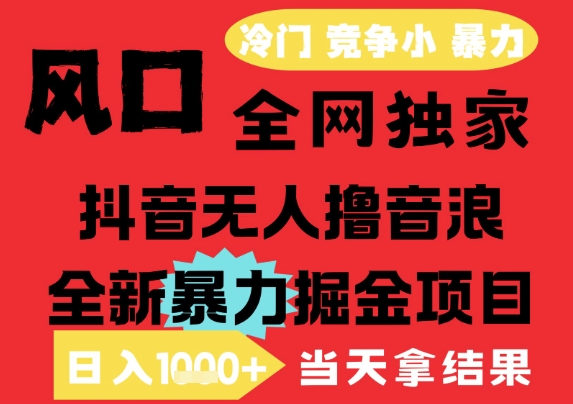 25年6月高爆抖音无人直播最新撸音浪掘金项目，解放双手小白可做，无脑日入1k+，门槛低【揭秘】-旺仔资源库
