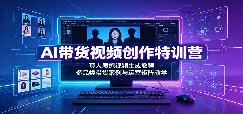 AI带货视频创作特训营：真人质感视频生成教程，多品类带货案例与运营矩阵教学-旺仔资源库