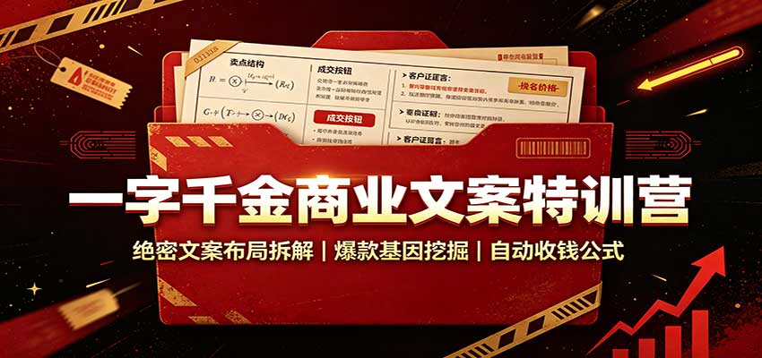 一字千金商业文案特训营：绝密文案布局拆解，爆款基因挖掘，自动收钱公式-旺仔资源库