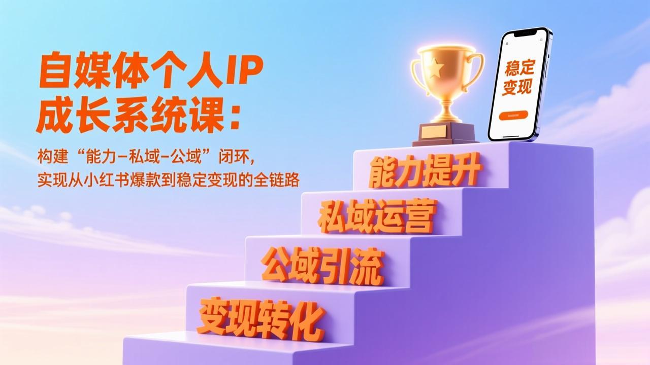 自媒体个人IP成长系统课：构建“能力-私域-公域”闭环，实现从小红书爆款到稳定变现的全链路-旺仔资源库