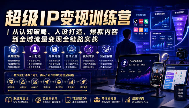 超级IP变现训练营|从认知破局、人设打造、爆款内容到全域流量变现全链路实战-旺仔资源库