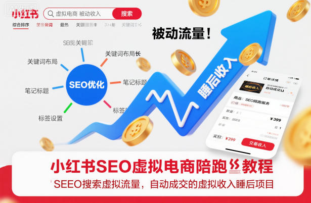 小红书SEO虚拟电商陪跑教程，实现seo搜索被动流量，自动成交的被动收入睡后项目-旺仔资源库