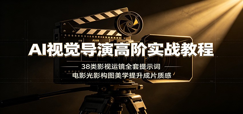 AI视觉导演高阶实战教程：38类影视运镜全套提示词，电影光影构图美学提升成片质感-旺仔资源库