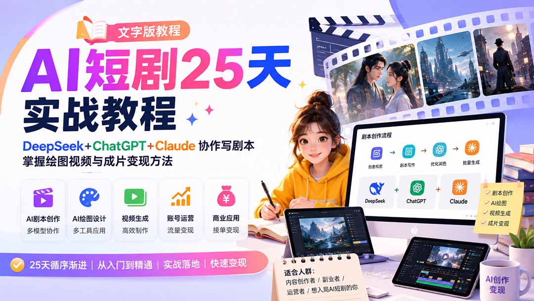AI短剧25天实战教程(文字版教程-旺仔资源库