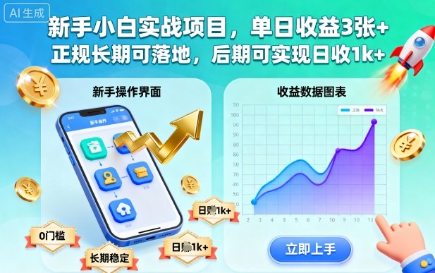 新手小白实战项目,单日收益3张+,正规长期可落地,后期可实现日收1k+【揭秘】-旺仔资源库