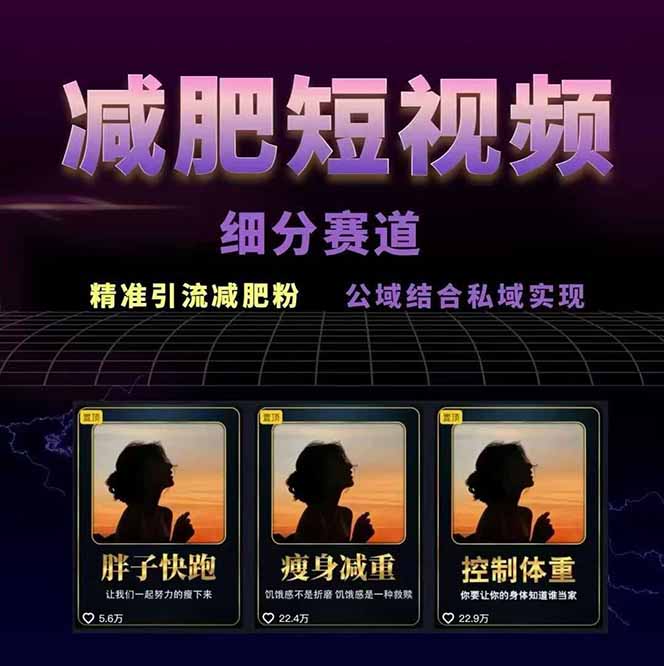 图片[1]-减肥短视频赛道运营课：素材准备-视频制作-引流变现全流程 (附素材-旺仔资源库