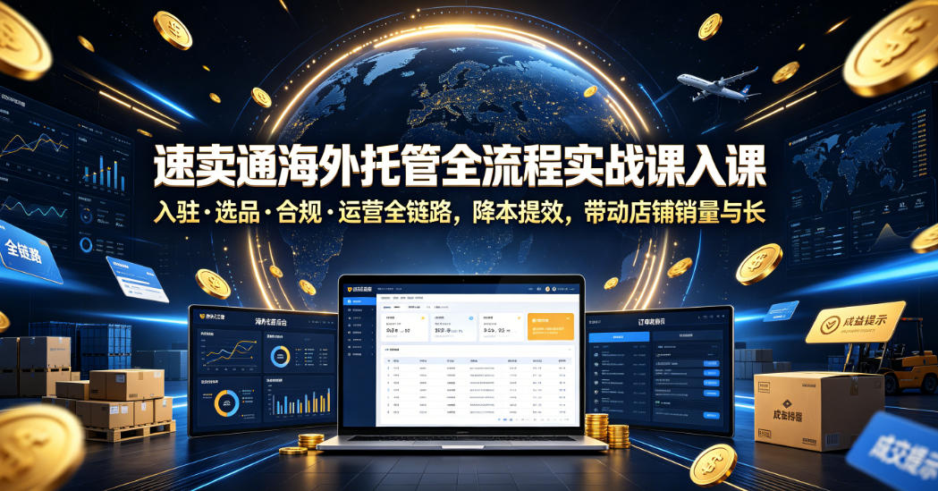 速卖通海外托管全流程实战课入驻・选品・合规・运营全链路,降本提效,带动店铺销量与收益增长-旺仔资源库