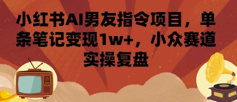 小红书AI男友指令项目，单条笔记变现1w+，小众赛道实操复盘-旺仔资源库