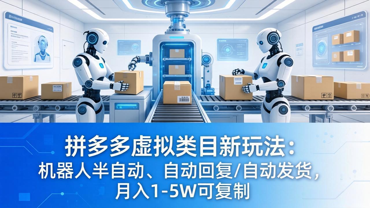 拼多多虚拟类目新玩法:机器人半自动、自动回复 /自动发货,月入 1-5W 可复制-旺仔资源库