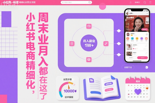 小红书电商精细化运营全流程，周末副业月入1W+，全套方法都在这了-旺仔资源库