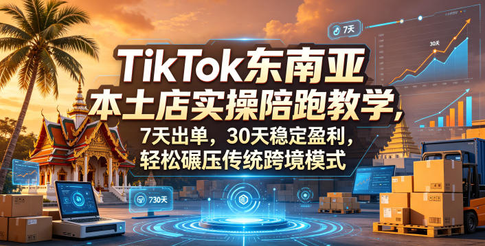 TikTok东南亚本土店实操陪跑教学，7天出单，30天稳定盈利，轻松碾压传统跨境模式-旺仔资源库