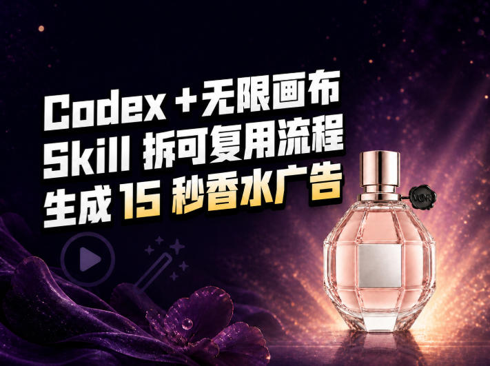 我把Amazon香水视频拆成Codex Skill：无限画布负责最后15秒-旺仔资源库