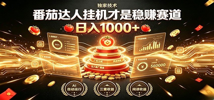 别再瞎找副业！番茄达人挂机才是稳赚赛道 日入1000+-旺仔资源库