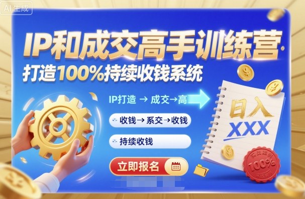 带你成为IP和成交高手的训练营，打造100%持续收钱系统-旺仔资源库