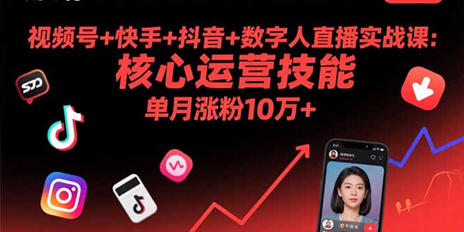 视频号+快手+抖音+数字人直播实战课(9月-旺仔资源库