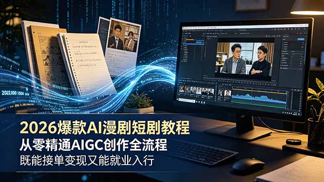 2026 爆款 AI 漫剧短剧教程 从零精通 AIGC 创作全流程 既能接单变现又能就业入行-旺仔资源库